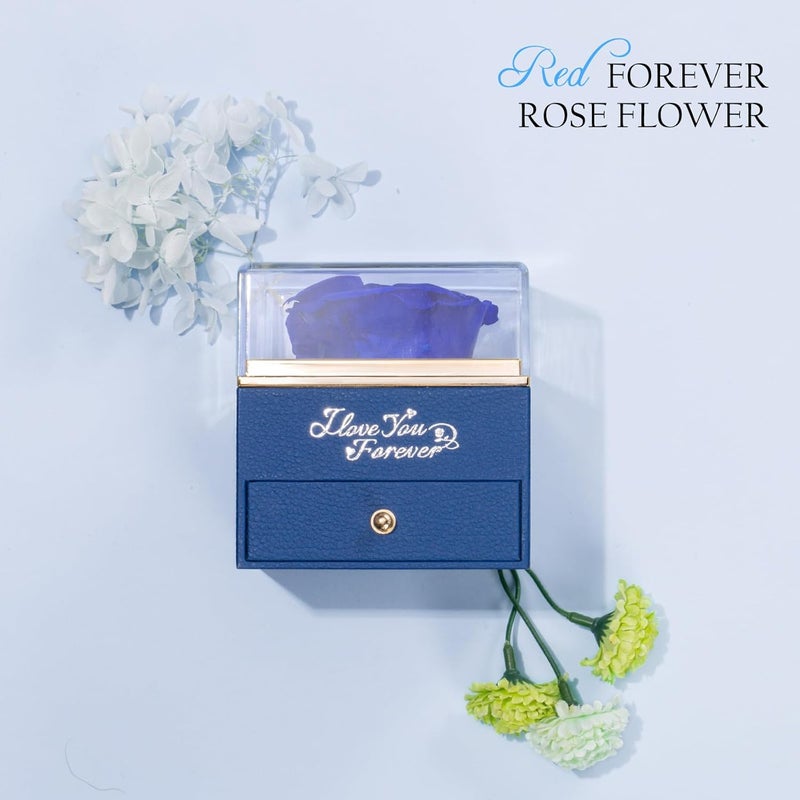 ASELFAD Preserved Flowers Real Blue Rose with I Love You Necklace - Eternal Rose Gifts for Her at Valentine's Day, Mother's Day, Christmas, Anniversary or Birthday - Image 2